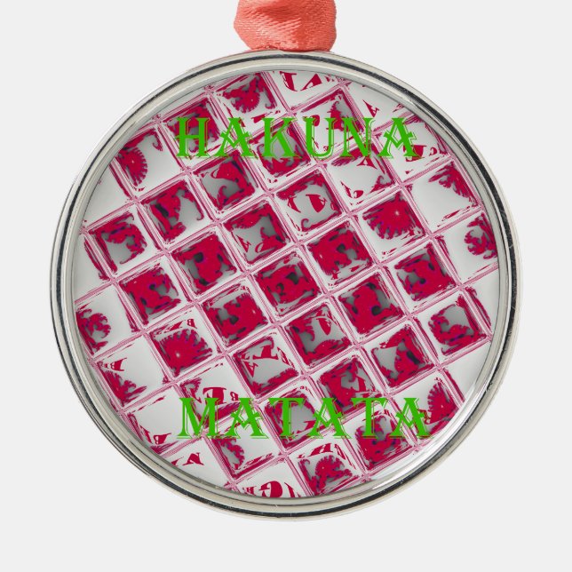 Red Hakuna Matata Style Ornament Aus Metall (Vorne)