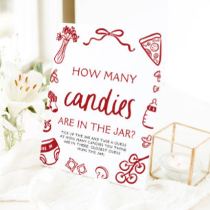 Red Hand Drain Guess Wie viele Candies Baby Dusche Sockelschild