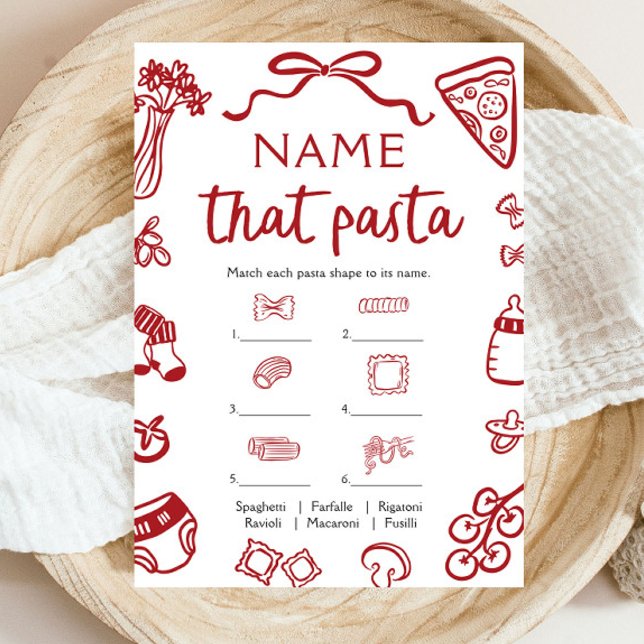 Red Hand Drain Name, dass Pasta Baby Shower Spiel Einladung (Von Creator hochgeladen)