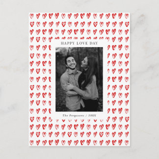 Red Hand Drawn Hearts Saint Valentin Carte photo