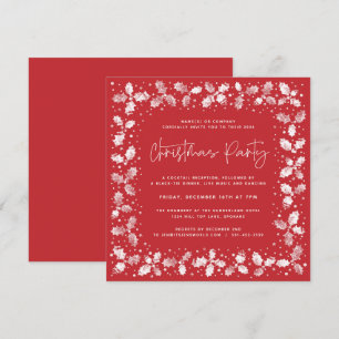 Red Hand Printed Holly+Berries Weihnachtsfest Part Einladung