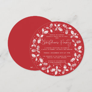 Red Hand Printed Holly+Berries Weihnachtsfest Part Einladung