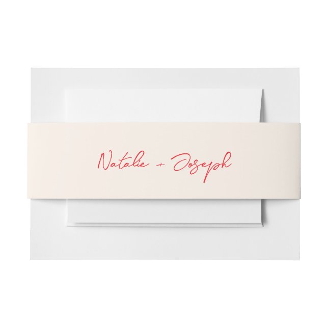 Red Hand Written Retro Calligraphy Boho Wedding Einladungsbanderole (Vorderseite Beispiel)