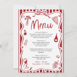 Red Handgeschriebenes Whimsical Italia Pizza Pasta