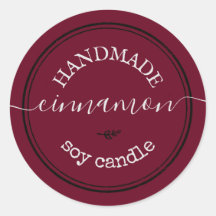 Red Handmade Script Black Border Product Label