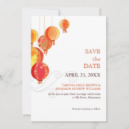 Red Hanging Lanterns Luxe Wedding Save the Date
