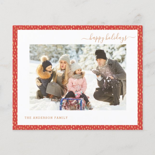 Red Happy Holiday 2 Foto Moderne 2024 Karte (Vorderseite)