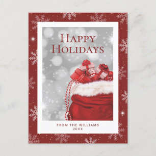 Red Happy Holidays Snowflake Feiertagspostkarte