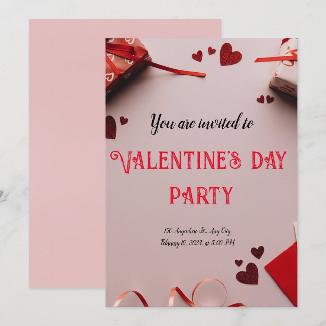 Red Happy Valentine's Day Modern Card Dankeskarte (Vorne/Hinten)