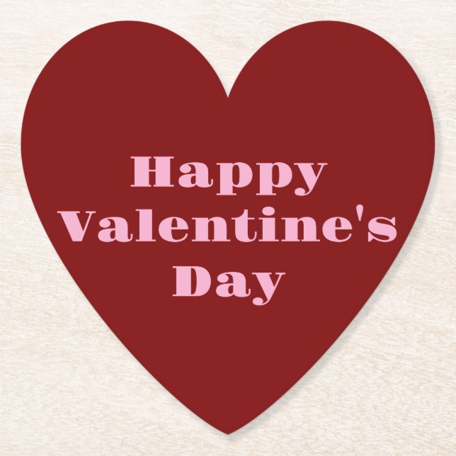 Red Happy Valentine's Day Untersetzer Set (Vorderseite)
