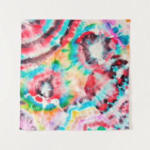 Red Hard Grunge. Shibori Muster. Golden Brush Gra Wandteppich