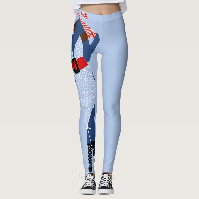 Red Hat Red Belt Blue Dress Thick Chic Leggings (Vorderseite)