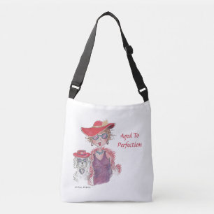 Red Hat Women and Poodle Tragetaschen Mit Langen Trägern