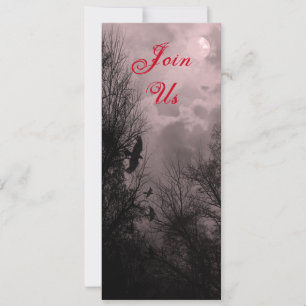 Red Haunted Sky et Raven Custom 4x9.25 Invitation