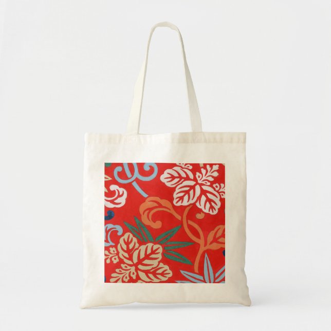 Red Hawaiian Japanese Kimono Design Floral Tragetasche (Vorne)