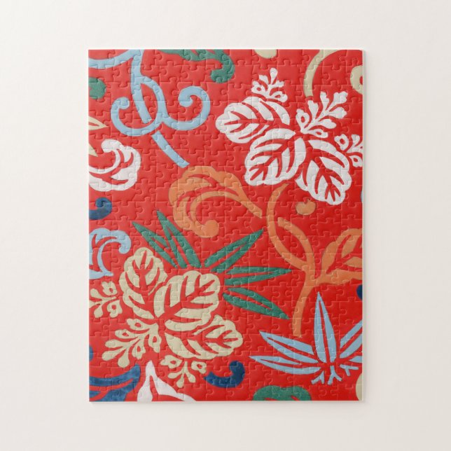 Red Hawaiian Japanisch Kimono Design Floral (Vertikal)