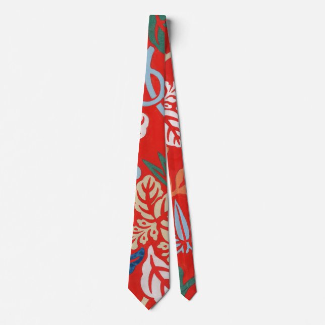 Red Hawaiian Japanisch Kimono Design Floral Krawatte (Vorderseite)