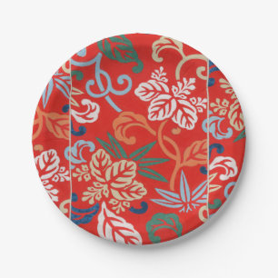 Red Hawaiian Japanischer Kimono Pappteller