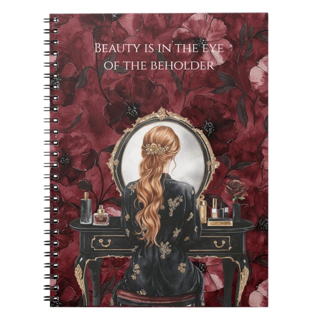 Red Head Boudoir Burgundy Floral Notizblock (Vorderseite)