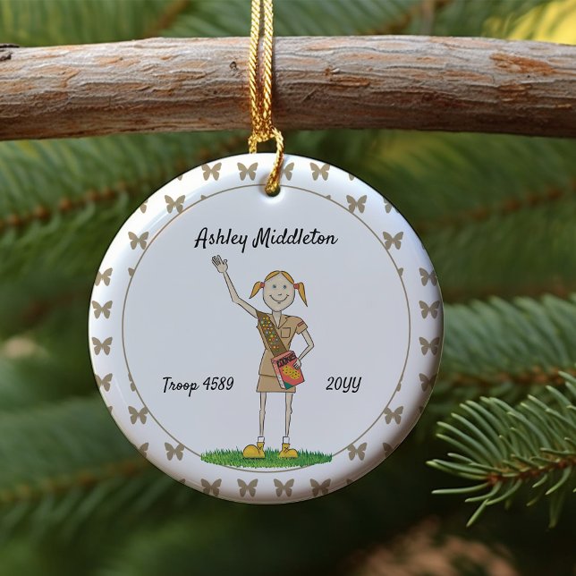 Red Headed Brownie Girl Scouting Brown Schmetterli Keramik Ornament (Von Creator hochgeladen)