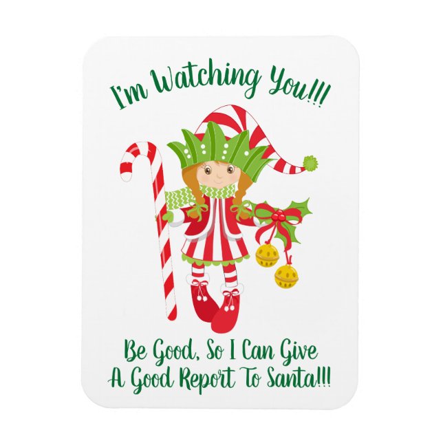 Red Headed Girl Elf Christmas Frigo Magnet (Vertical)