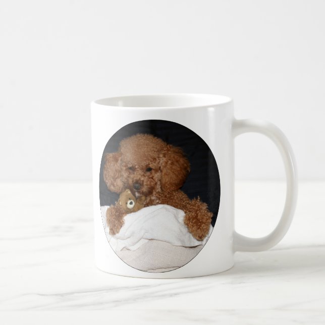 Red Headed Toy Poodle Tasse - mit Teddy Bär (Rechts)