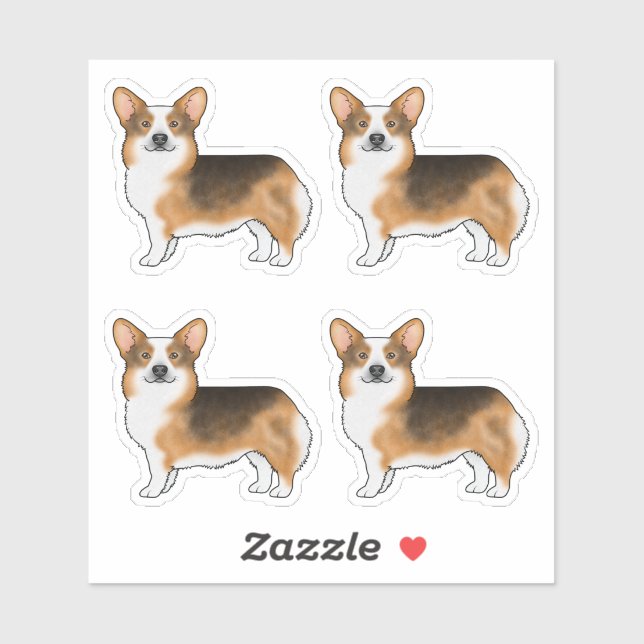 Red Headed Tri Pembroke Welsh Corgi Cartoon Hunde Aufkleber (Blatt)