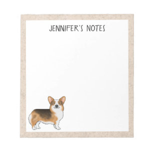 Red Headed Tri Pembroke Welsh Corgi Hund und Text Notizblock