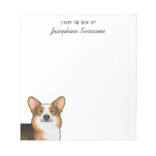 Red Headed Tri Pembroke Welsh Corgi Kopf und Text Notizblock