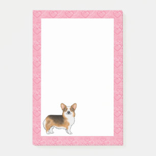 Red Headed Tri Pembroke Welsh Corgi Liebe Pink Post-it Klebezettel