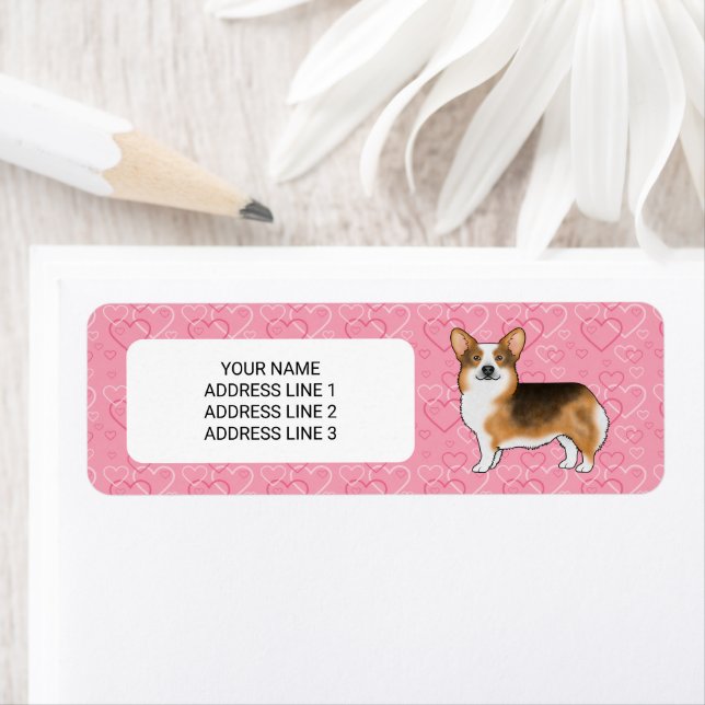 Red Headed Tri Pembroke Welsh Corgi Pink Herz (Insitu)