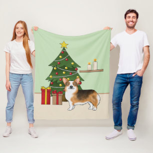 Red Headed Tri Pembroke Welsh Corgi Weihnachtsbaum Fleecedecke