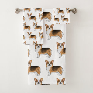 Red Headed Tricolor Pembroke Welsh Corgi Muster Badhandtuch Set