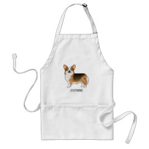 Red Headed Tricolor Pembroke Welsh Corgi und Name Schürze