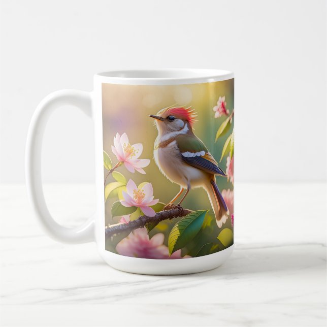 Red Header Buff Chested Warbler Fantasy Bird Kaffeetasse (Links)