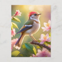 Red Header Buff Chested Warbler Fantasy Bird