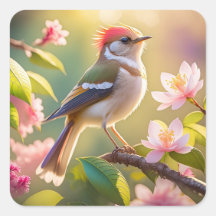 Red Header Buff Chested Warbler Fantasy Bird