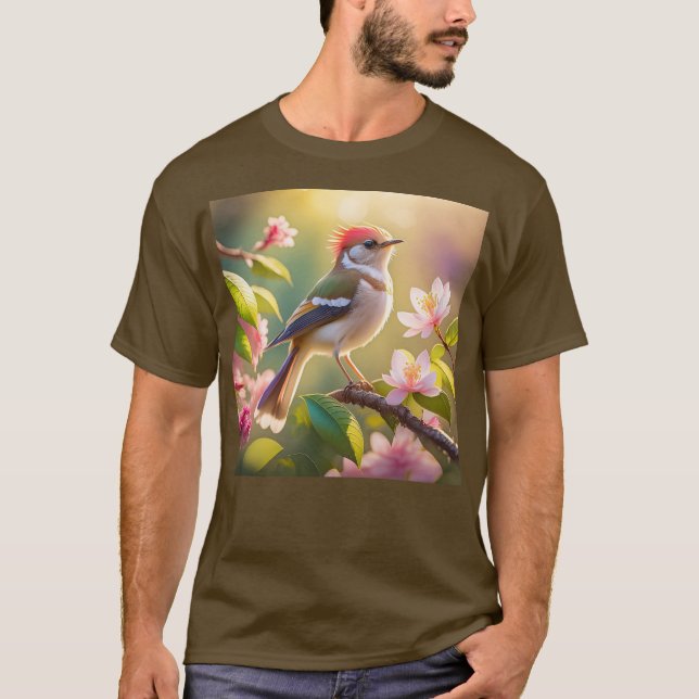 Red Header Buff Chested Warbler Fantasy Bird T-Shirt (Vorderseite)