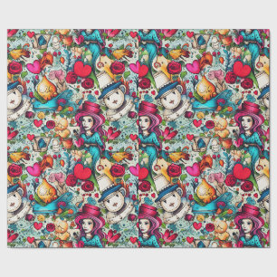 Red Heart Alice Tee Party Thema Geschenkpapier