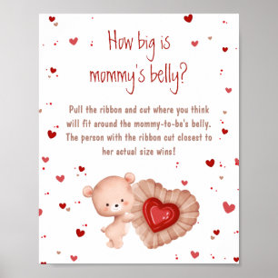 Red Heart Baby Dusche wie groß ist Mama's Bauch Poster