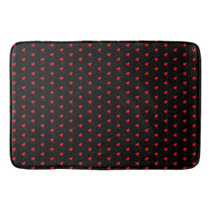 Red Heart Balloon Muster Schwarzer Hintergrund Badematte