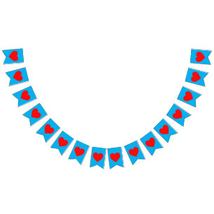 Red Heart Beat Sky Blue Wimpelkette