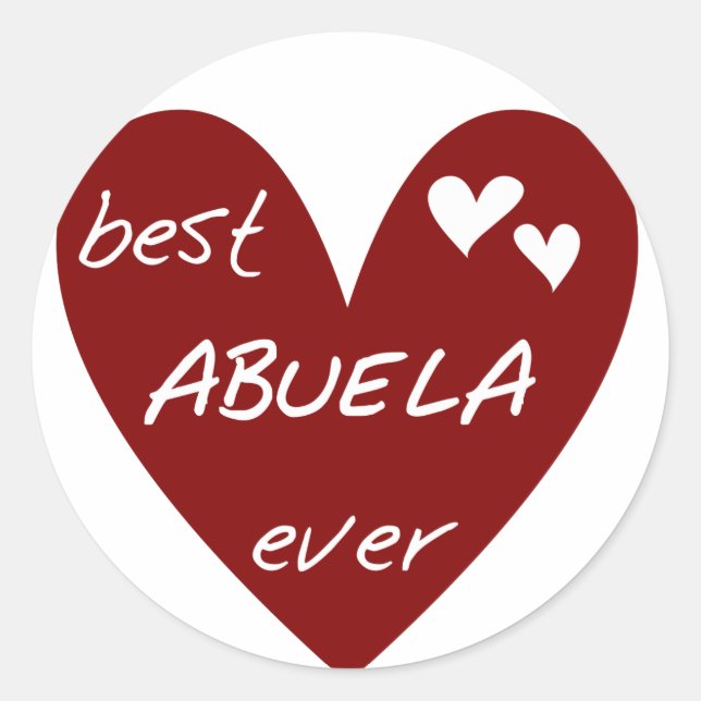 Red Heart Best Abuela Ever T - Shirt und Geschenke Runder Aufkleber (Vorderseite)