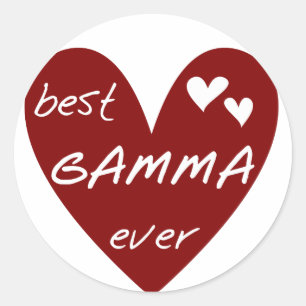 Red Heart Best Gamma Ever Tshirts und Geschenke Runder Aufkleber