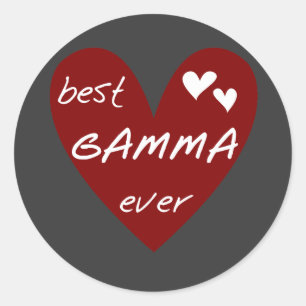 Red Heart Best Gamma Ever Tshirts und Geschenke Runder Aufkleber