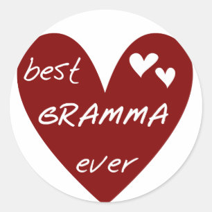 Red Heart Best Gramma Ever T - Shirt und Geschenke Runder Aufkleber