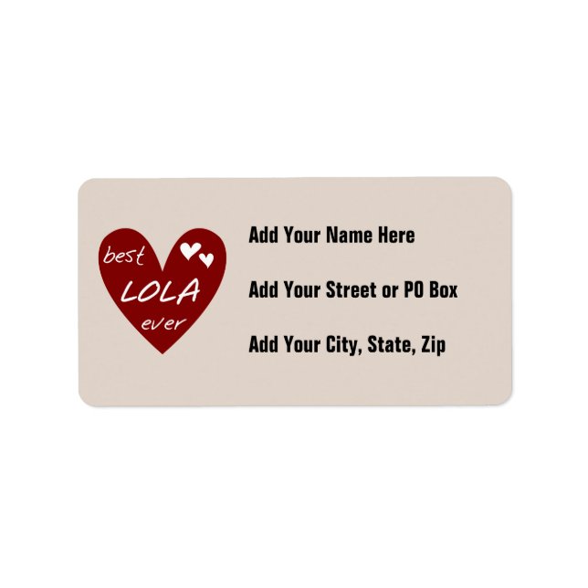 Red Heart Best Lola Ever T - Shirt und Geschenke Adressaufkleber (Vorne)