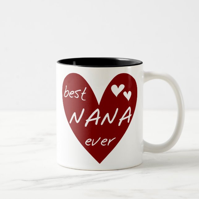 Red Heart Best Nana Ever T - Shirt und Geschenke Zweifarbige Tasse (Rechts)