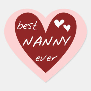 Red Heart Best Nanny Ever T - Shirt und Geschenke Herz-Aufkleber