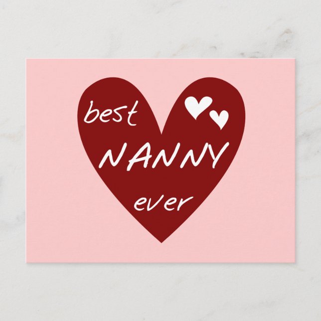 Red Heart Best Nanny Ever T - Shirt und Geschenke Postkarte (Vorderseite)